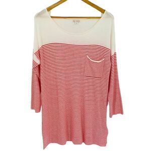 Gap slouchy red and cream stripe pocket sweater size large